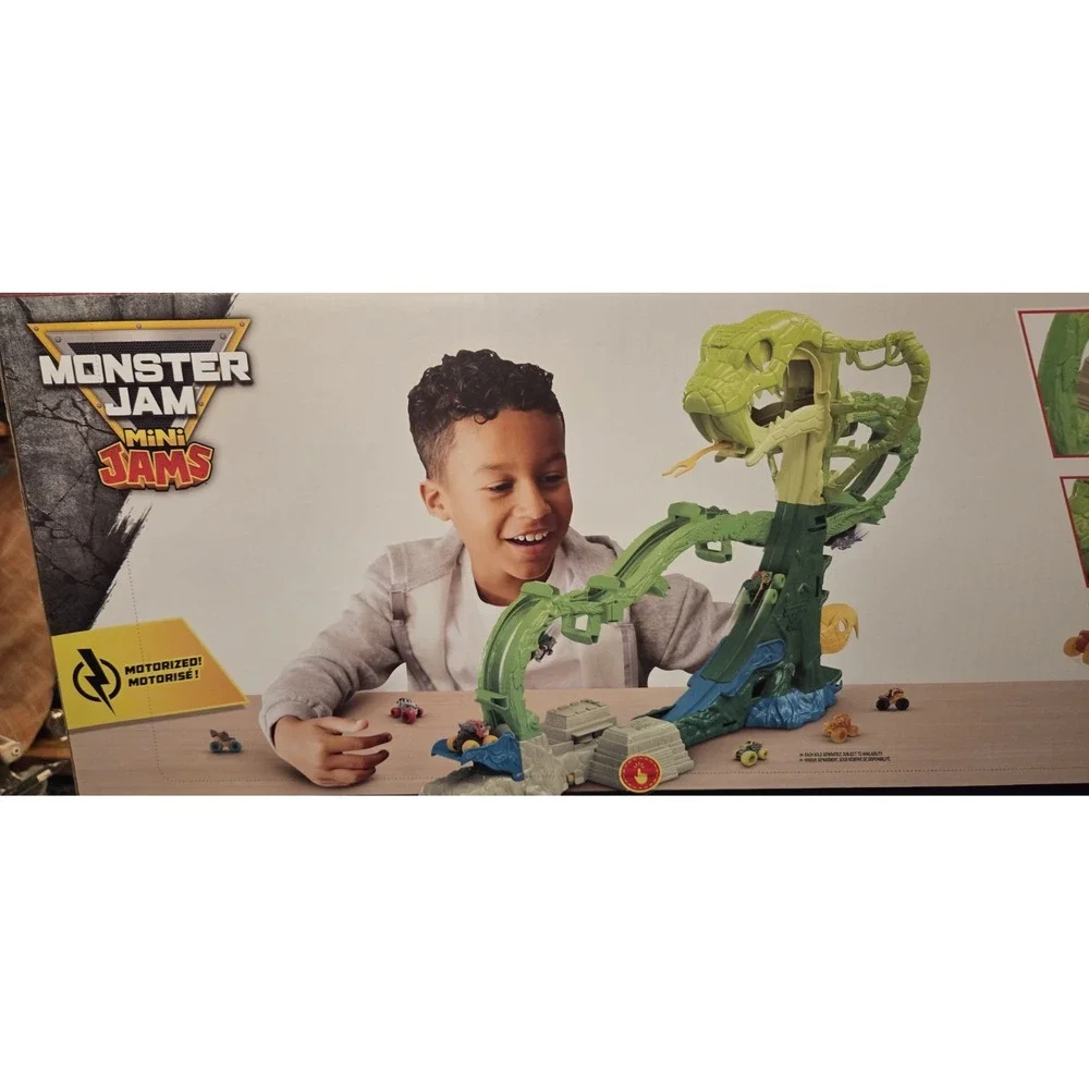 Monster Jam, Mini Jams Motorized Thunder Roarus Race Track With Trucks,...